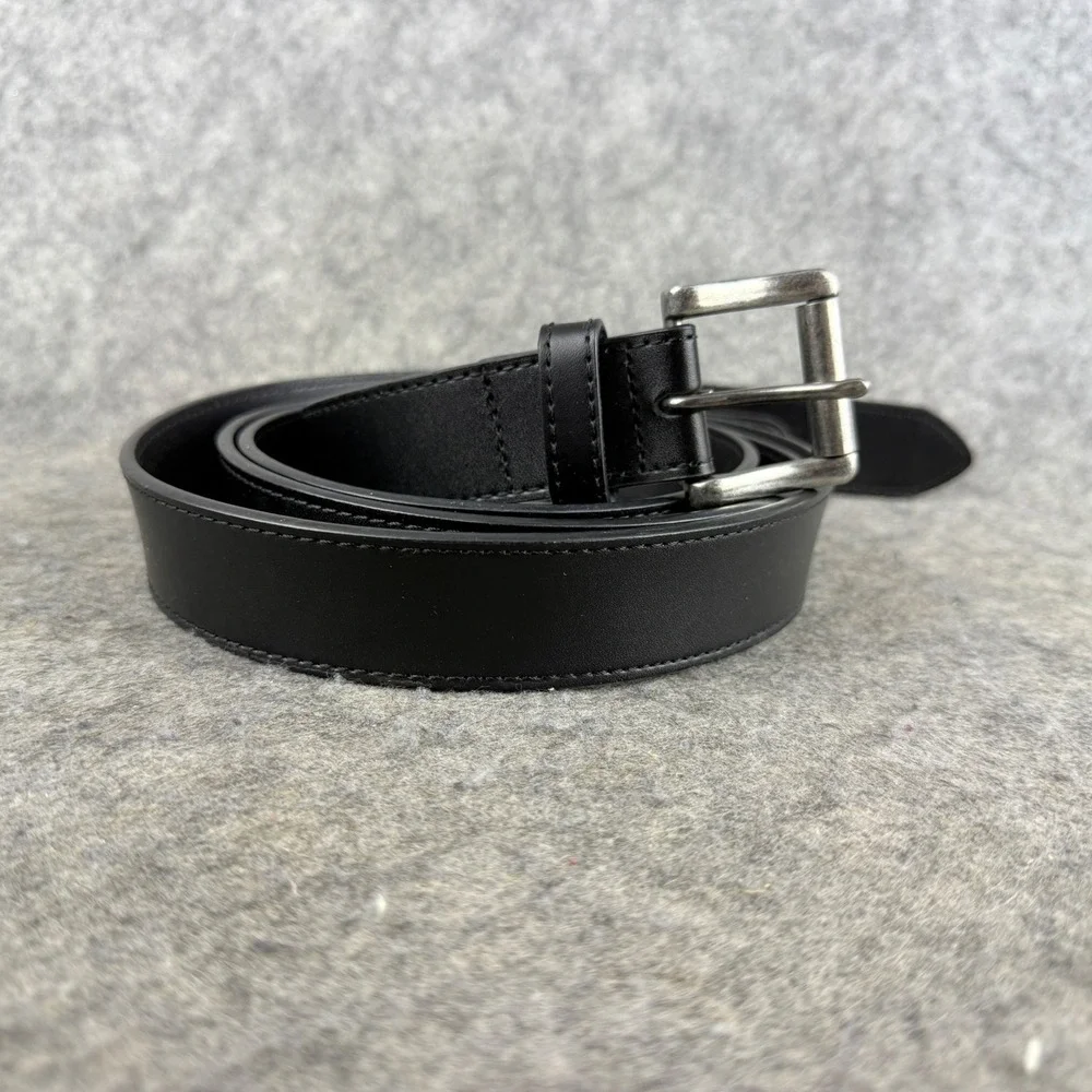 King Size Mens Black Genuine Leather Belt Double Prong Buckle 64/66 KS00557